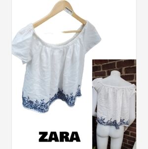 Zara‎ basics embroidered crop top S